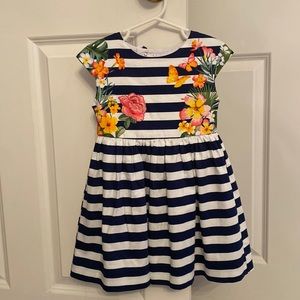 NWOT Mayoral size 4 Navy striped dress with flowers